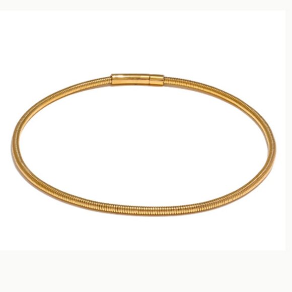Waterproof 18K PVD Plated Stainless Steel Collar‎ Torques Necklace - Picture 1 of 4